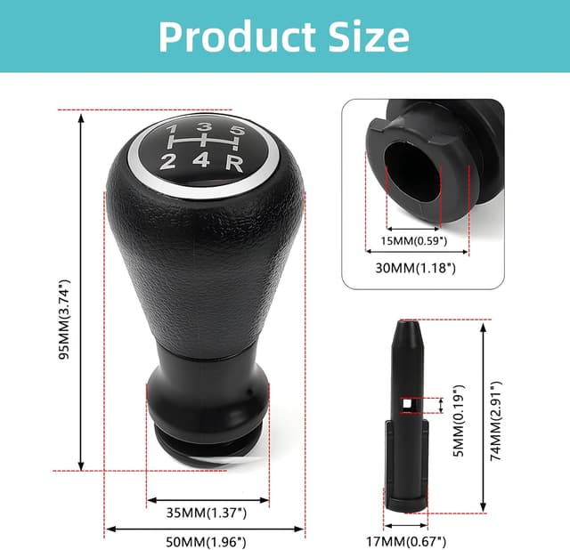 Detalle de Carehabi BillyBath pommeau de levier de vitesses manuel 5 vitesses noir et argent pour Peugeot/Citroën