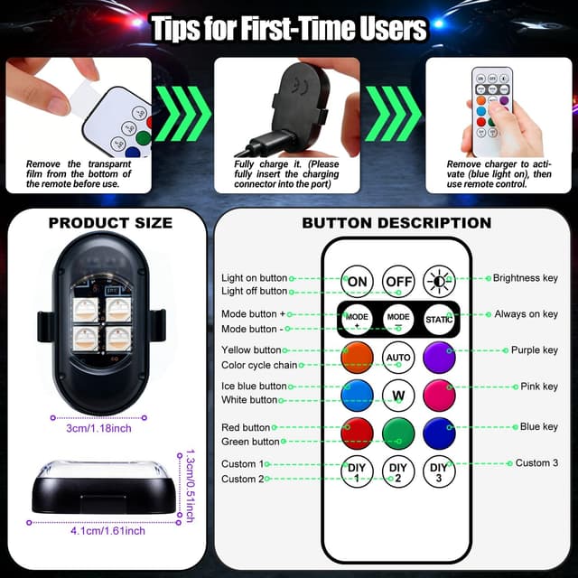 Thumbnail 6 de Upgraded Wireless LED Car Interior Lights 12H Battery