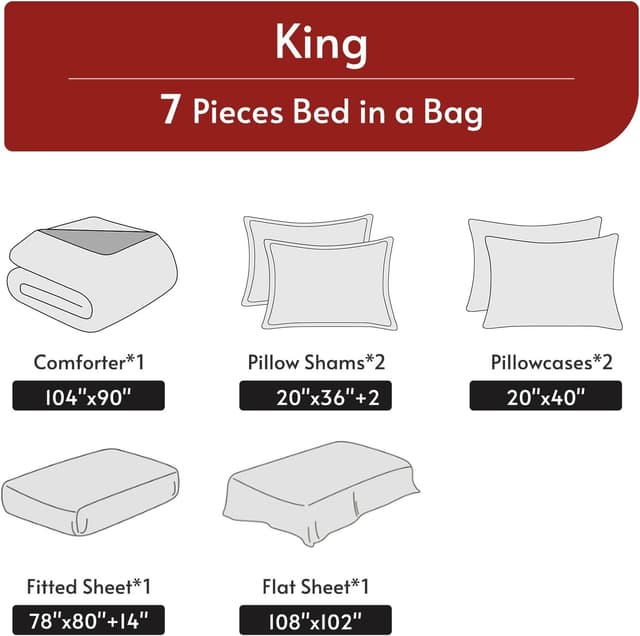 Thumbnail 4 de MUXHOMO 7-Piece King Comforter Set
