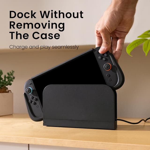 Detalle de KIWIHOME P2 Shield Dockable Case for Switch 2 (2025) with 9H Tempered Glass Screen Protector, Black