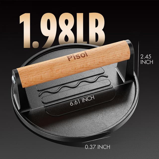 Thumbnail 3 de Pisol Smash Burger Press 6.6” cast iron