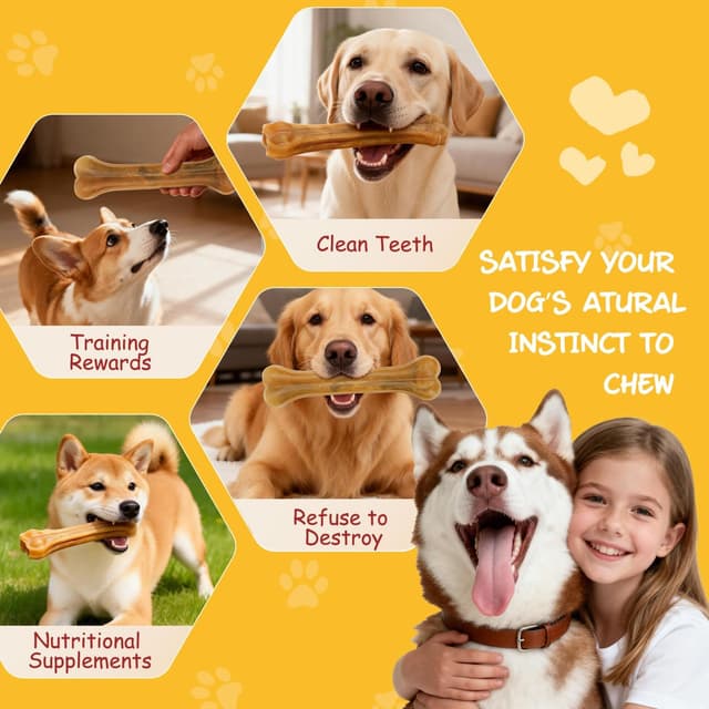 Detalle de Nobleza Osso per Cani 25 cm (6 Pezzi) in Pelle Pressata al Gusto Manzo