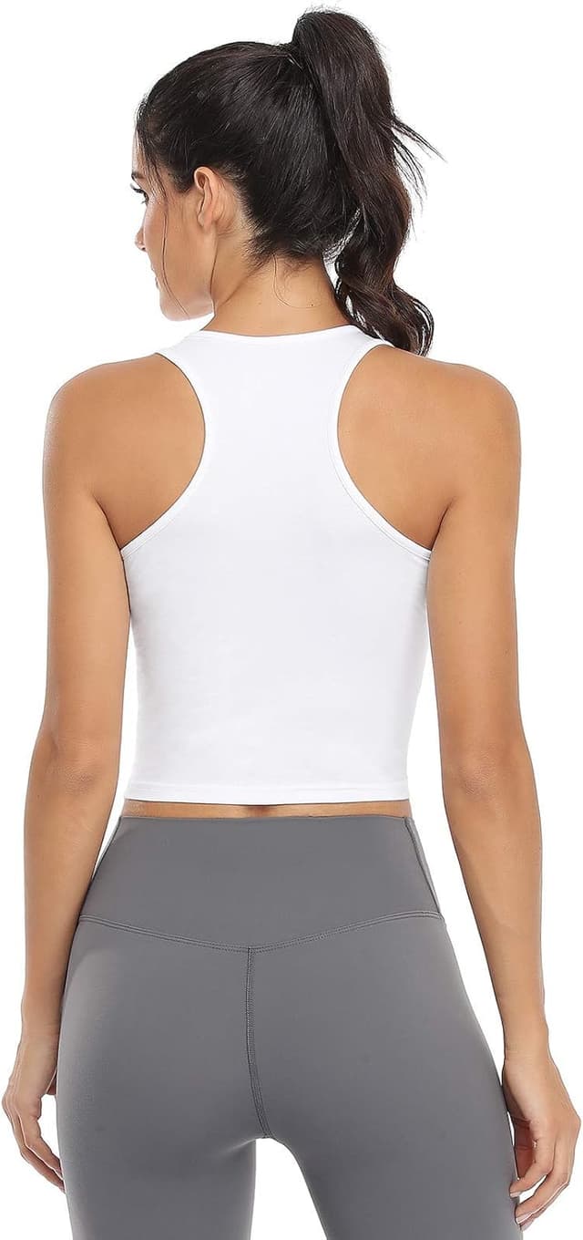 Detalle de Joviren Cotton Workout Crop Tank Top (Racerback) – 4-Pack for Women