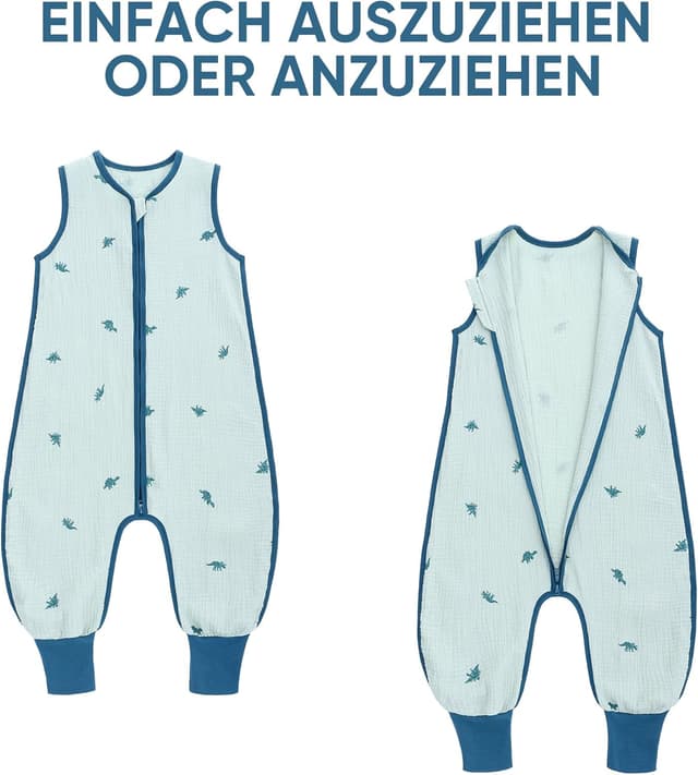 Detalle de 2er-Set amo nenes Baby-Schlafsack Sommer mit Füßen 0,5 Tog aus Baumwolle (Musselin) – Jungen & Mädchen