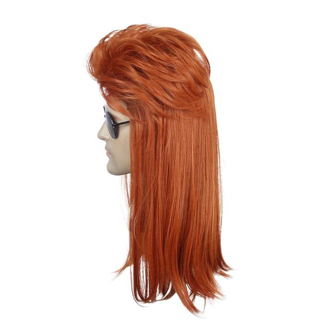 Thumbnail 5 de Yuehong Lange Orange Mullet Perücke 70er80er Jahre Disco Rock