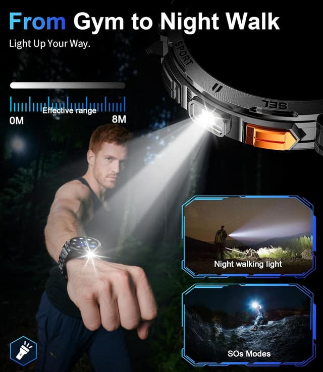 Detalle de LIGE Military Smart Watch for Men with Bluetooth Call