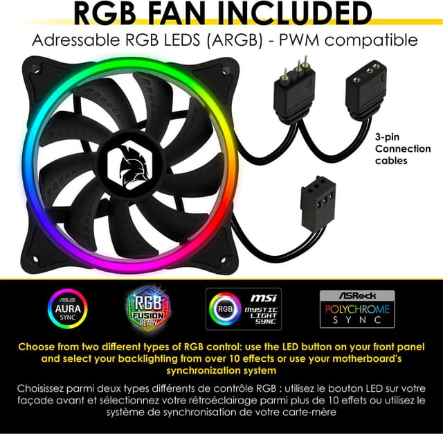 Detalle 2 de EMPIRE GAMING Darkwitcher PC-Gehäuse (Mittel-Tower) für ATX & E-ATX mit ARGB, 4×120-mm PWM-Lüftern