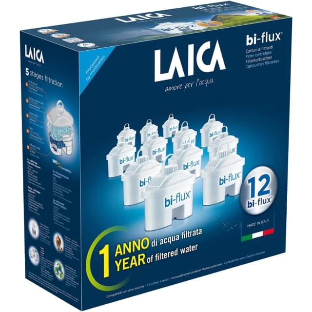 Detalle de Laica Bi-flux Pack 12 filtros para jarras 💧
