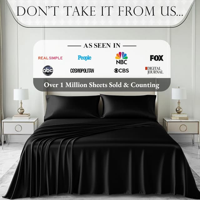 Thumbnail 6 de DECOLURE Satin Bed Sheets Queen 15" Deep Pocket