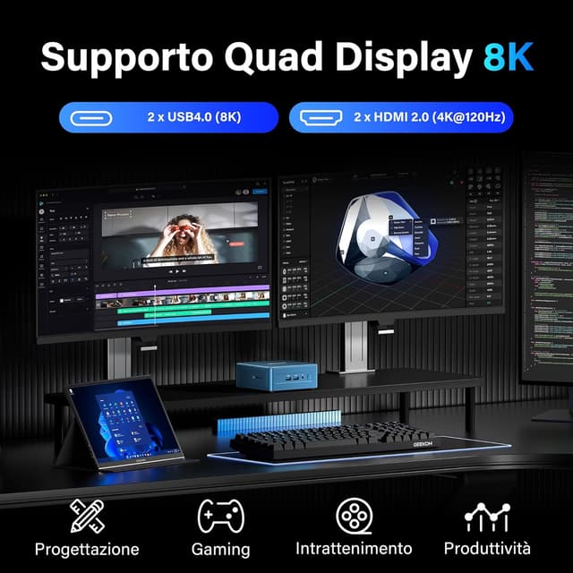 Detalle 2 de GEEKOM IT12 Mini PC con Intel i5-12450H, 16GB RAM DDR4, 512GB SSD e Windows 11 Pro