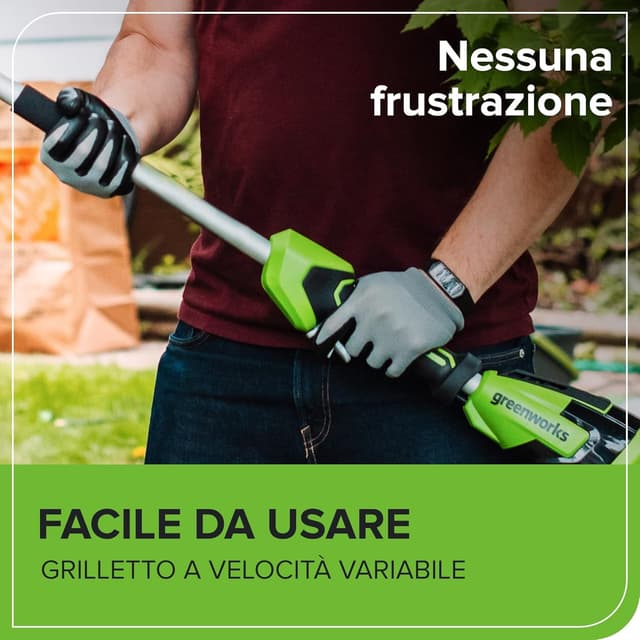 Detalle de Greenworks G40PSFK2 Sega ad asta a batteria 40V con barra da 20 cm e impugnatura telescopica