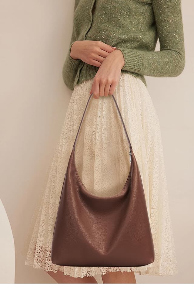 Thumbnail 6 de KALIDI vintage vegan leather tote bag for women – large zipped hobo work & travel shoulder bag