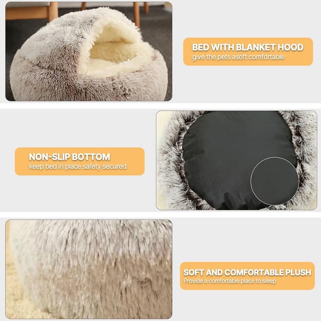 Detalle 1 de YIGAARUI Calming Cave Dog Bed 65 cm