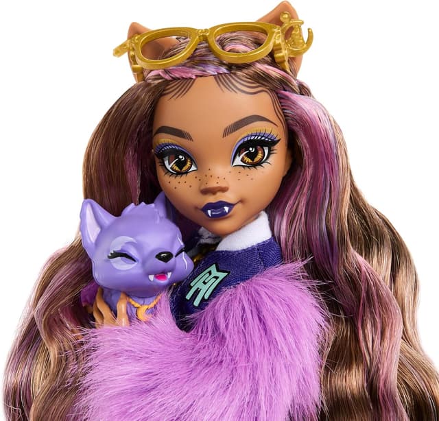 Detalle de Monster High Clawdeen Wolf con Mascota Crescent 🐺 Juguete +4 años