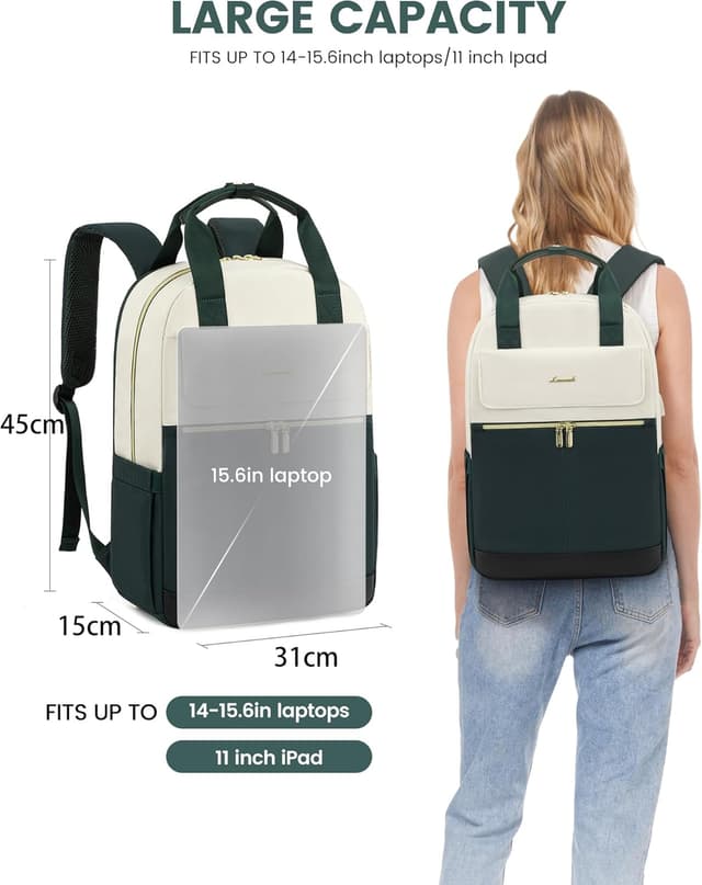 Thumbnail 3 de LOVEVOOK Rucksack Damen 15,6 Zoll Dunkelgrün