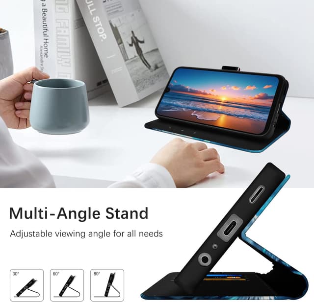 Detalle de Guxira Handyhülle aus Leder für Samsung Galaxy A17 5G – Klapp-Flip Case mit Kartenfach und 360° Schutz