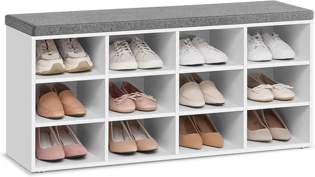 Detalle de VASAGLE Panca Scarpiera 30,3x104x48 cm Bianco Grigio