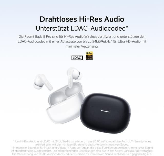 Detalle de XIAOMI Redmi Buds 5 Pro 38 Std. Akkulaufzeit