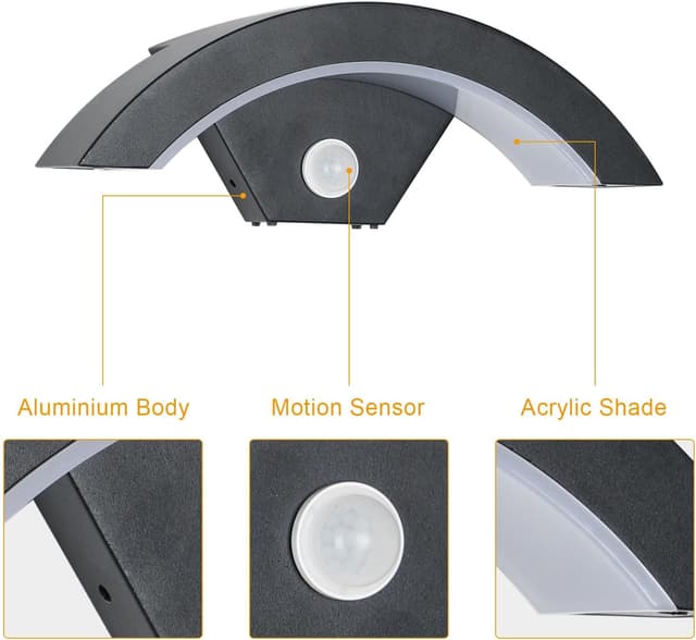 Detalle de Comely 2 Pezzi Lampade da Esterno con Sensore di Movimento LED IP65 24 W 3000K