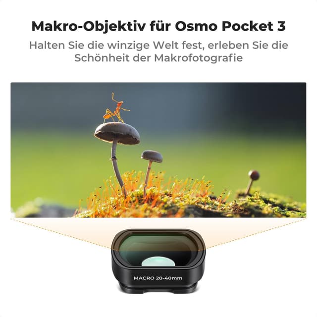 Detalle de K&F CONCEPT 10X Makro-Objektivfilter für DJI Osmo Pocket 3 – Nahaufnahme-Linse mit Magnetmontage