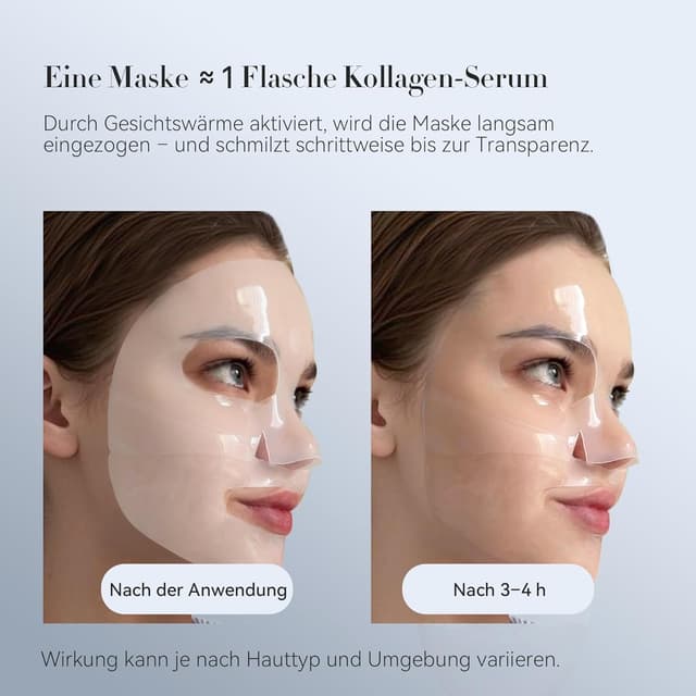 Detalle de Bagavs Collagen Maske Overnight mit Kollagen – Intensive Tuchmaske für straffere Haut, 4 Stück