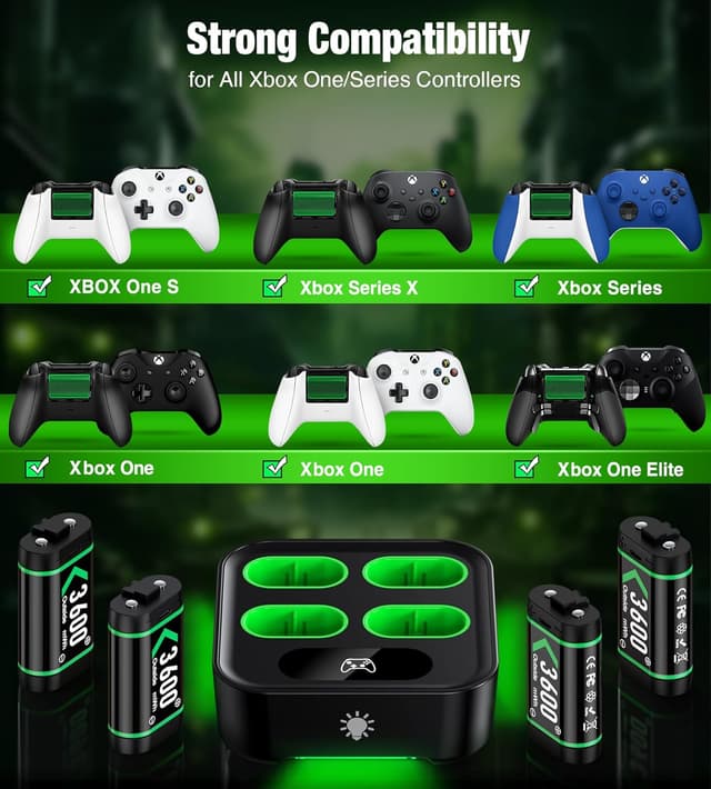 Detalle 2 de Xbox Controller Ladegerät mit 4x3600 mWh Akkus