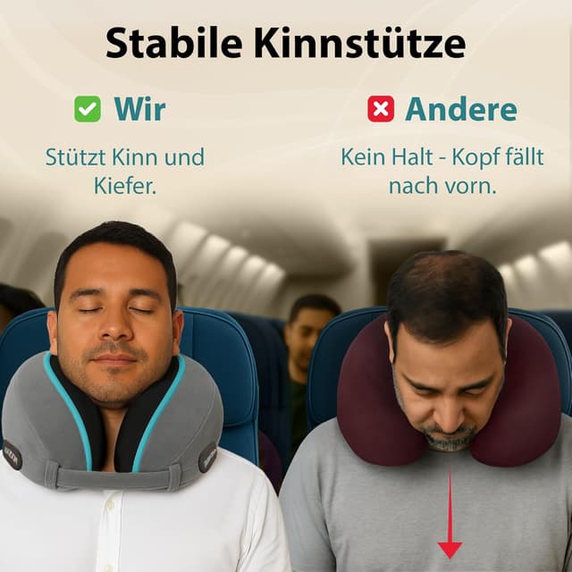 Detalle de FLOWZOOM Dream Pro Nackenkissen mit extra seitlicher Stütze und flexibel einstellbarem Klettverschluss (Grau)