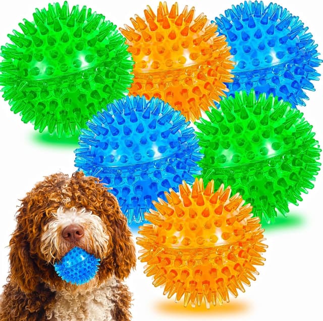 Imagen de Ousiya 65 mm spiky squeaky dog balls 6-pack en OfertitasTOP