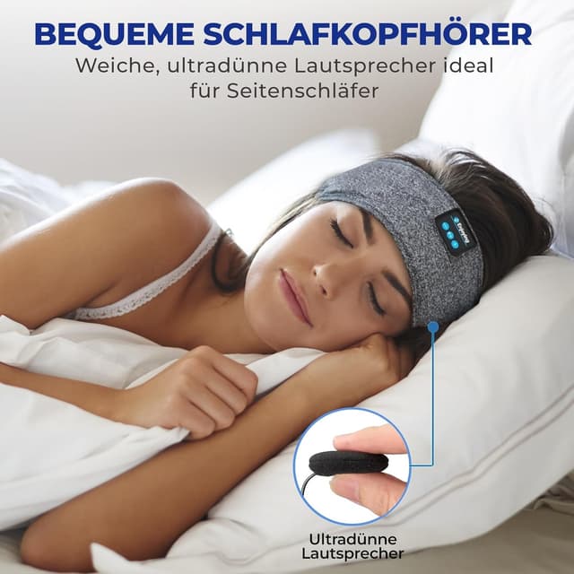 Detalle 2 de Bluetooth Sport Stirnband 10 Stunden Grau