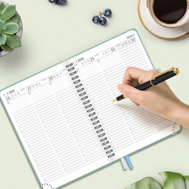 Thumbnail 6 de FEKSINO Kalender 2026 Ringbuch-Planer A5 (ca. 21,3 x 14,6 cm) mit Wochen- und Monatsübersicht, Rosa