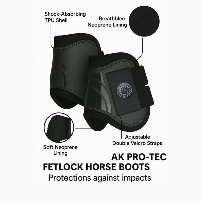 Detalle de AK Pro-Tec Fetlock Horse Boots (Grey, Full/ Large)