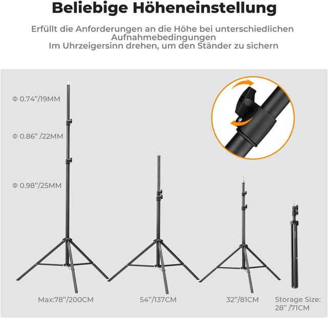Thumbnail 6 de K&F CONCEPT Lichtstativ 230 cm Metall