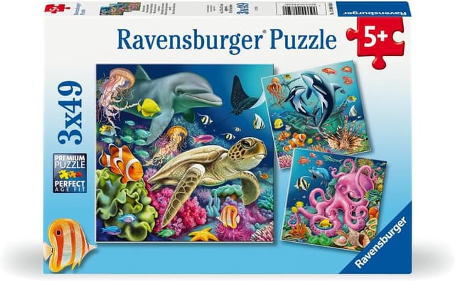 Detalle 2 de Ravensburger Puzzle pour enfants « Monde sous-marin enchanteur » – 3 x 49 pièces (dès 5 ans)
