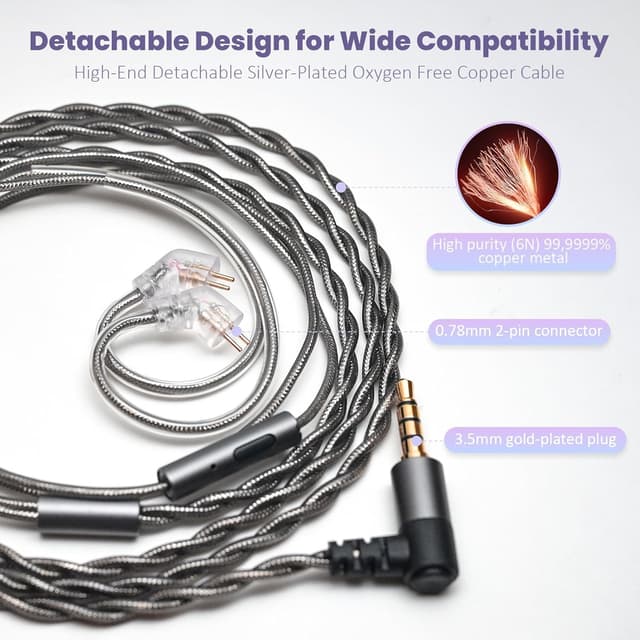Detalle 2 de Hidizs MS1-Galaxy wired in-ear monitor earphones (IEM) with 3.5mm plug and detachable mic cable