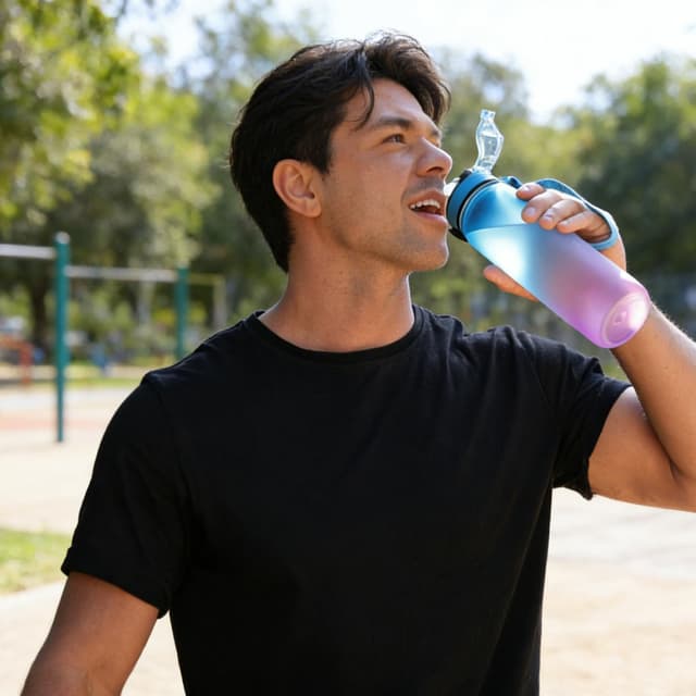 Detalle 2 de NAVTUE 1L Sports Water Bottle with Straw, Time Markings & Leakproof Lock