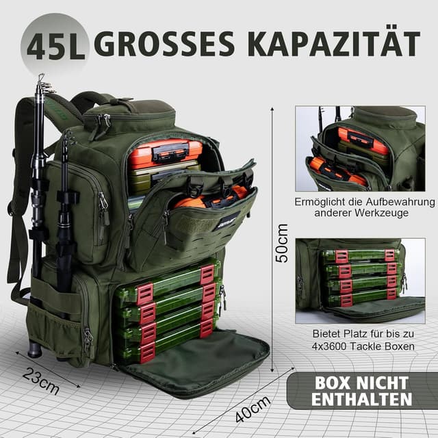 Thumbnail 5 de Goture Angelrucksack 45 L mit Köderboxen