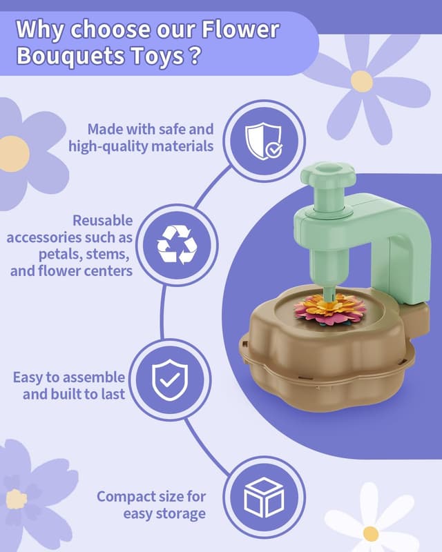 Detalle 2 de BIVBTP Arts and Craft Kits for Kids DIY Flower Market Toys (Green) – ages 4–12