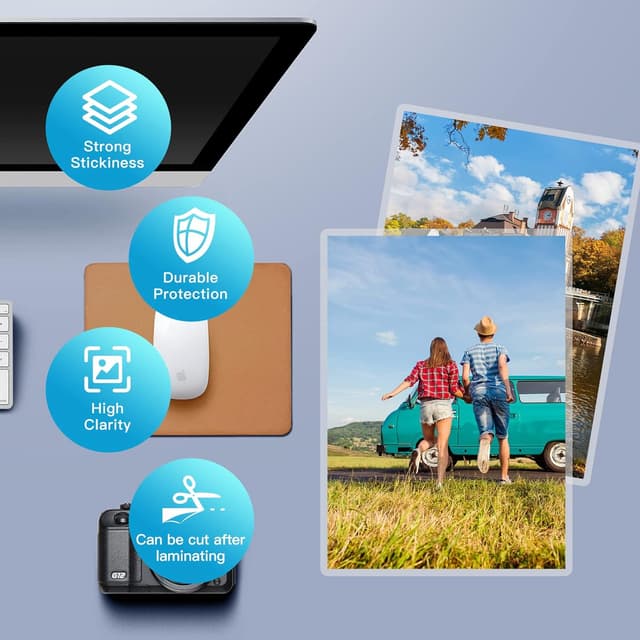 Detalle de MAXDONE Premium Thermo-Laminierfolien (50 Stück) transparent – passend für A3, A4, A5, A6