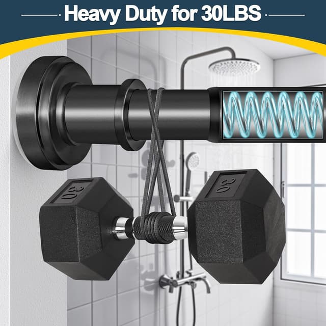 Thumbnail 3 de Black Shower Curtain Rod 36-84 Inch Adjustable đ