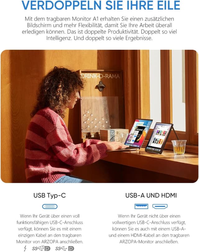 Detalle 2 de ARZOPA A1 Tragbarer Monitor 15,6"