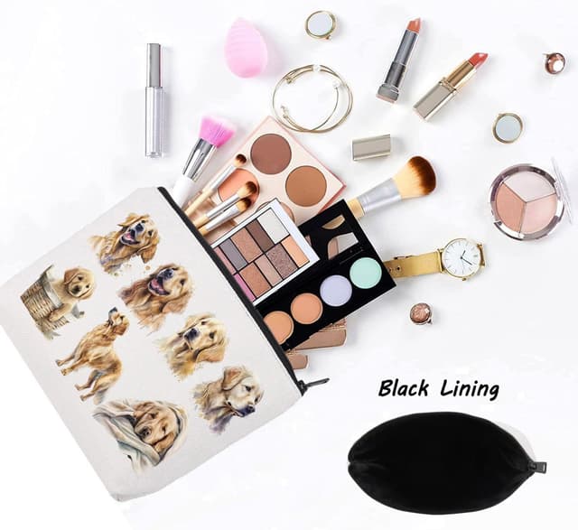 Detalle de LEVLO Golden Retriever Cosmetic Bag (23cm x 17cm) – Mom Travel Pouch gift