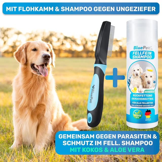 Thumbnail 6 de BluePet Robuster Flohkamm & Läusekamm für Hunde & Katzen – robuster Kamm mit abgerundeten Zinken (Floh-, Läuse- und Nissenkamm)