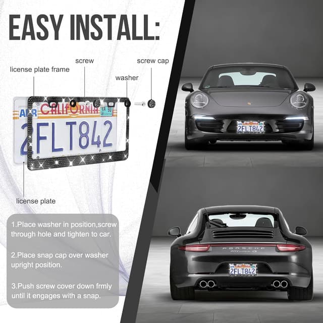 Thumbnail 2 de Luxury Bling License Plate Frames 2 Pack