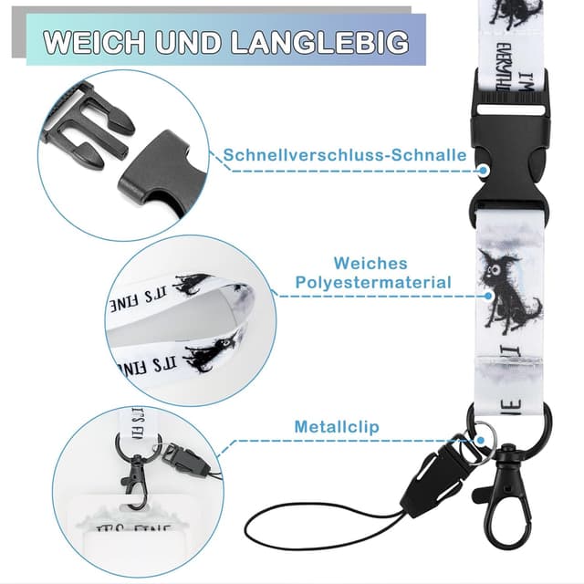 Detalle 1 de Ausweishülle mit Band – ID Badge Holder Breakaway Lanyard mit ausziehbarer Badge-Reel und abnehmbaren Clips