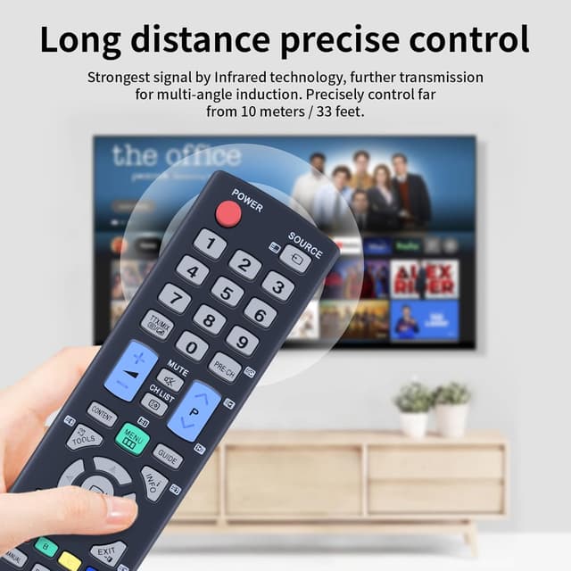 Detalle de TCNOUMT AA59-00496A replacement remote for Samsung LCD/LED/Plasma TVs (AAA)