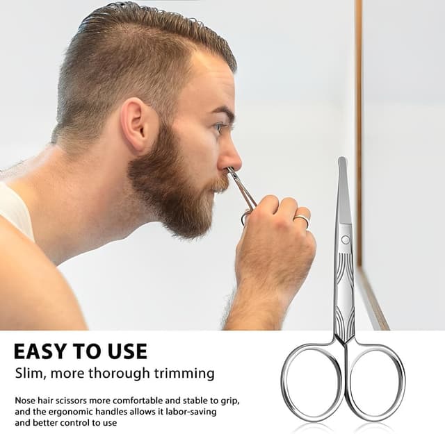 Detalle de MIETONG stainless steel nose hair scissors with curved safety blades