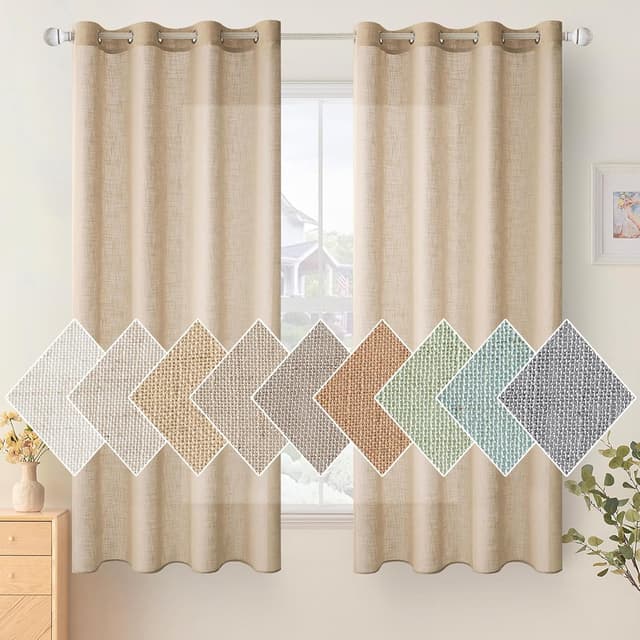 Detalle 2 de Woaboy Cortinas de Lino Visillo Translucido Modernas 2 Piezas 🏡