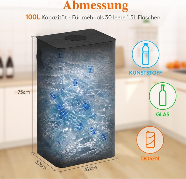 Detalle 2 de Lifewit Pfandflaschen Sammelbehälter 100L