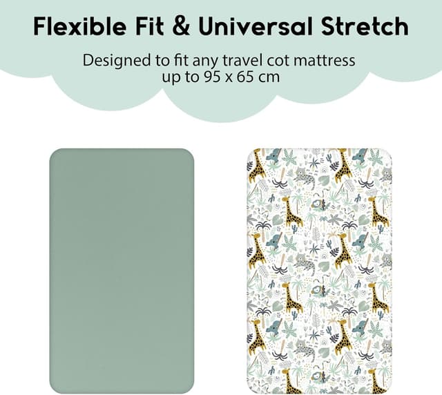 Thumbnail 2 de Yoofoss Travel Cot Sheets 95x65cm