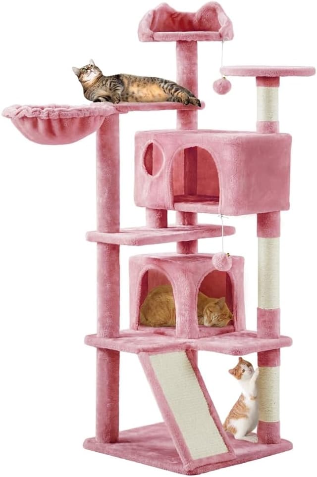 Detalle de Yaheetech Kratzbaum 145 cm mit 2 Höhlen